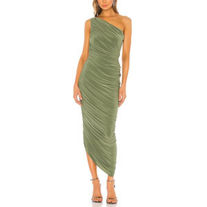 Norma Kamali Sage Green One Shoulder Dress